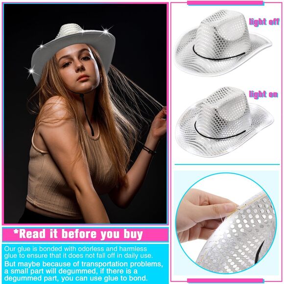 8839 30 Pack Led Lights Cowboy Cowgirl Hat Flashing Led Lights Cowgirl Hat main image 5